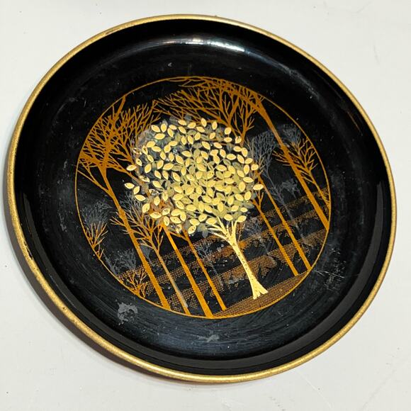 Hand Crafted Otagiri Vtg  Japan Coaster lacquer Set Of 4 & container Asian pics - Picture 5 of 12